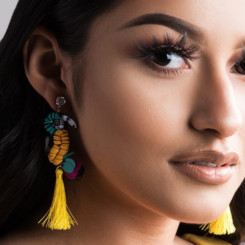 TOUCAN INSPIRED TASSEL EARRINGS (C4) - Picture 2 of 4
